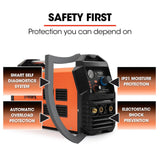 ROSSI Portable Inverter Welder Plasma Cutter, 3in1 Multi-function Cut/MMA/TIG Welding Machine, 15A Plug - Front View