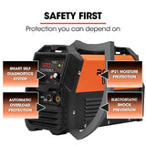 ROSSI 120 Amp Inverter Welder, 3in1 Portable MMA ARC /MIG Gasless /Lift-TIG Welding Machine, 15A Plug - Front View