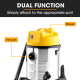 Unimac 20L 1400W Wet and Dry Vacuum Cleaner, with Blower, for Car, Workshop, Carpet - 45-Degree Angle