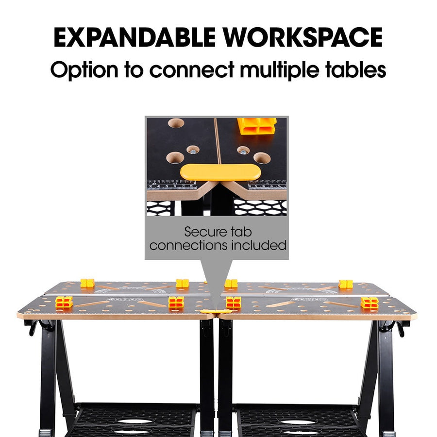 BAUMR-AG Portable Multifunction Workbench, 2-in-1 Worktable and Sawhorse, Height Adjustable, Expandable