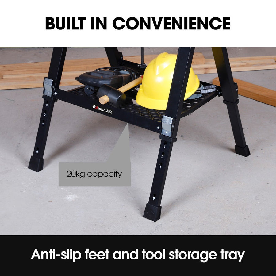 BAUMR-AG Portable Multifunction Workbench, 2-in-1 Worktable and Sawhorse, Height Adjustable, Expandable
