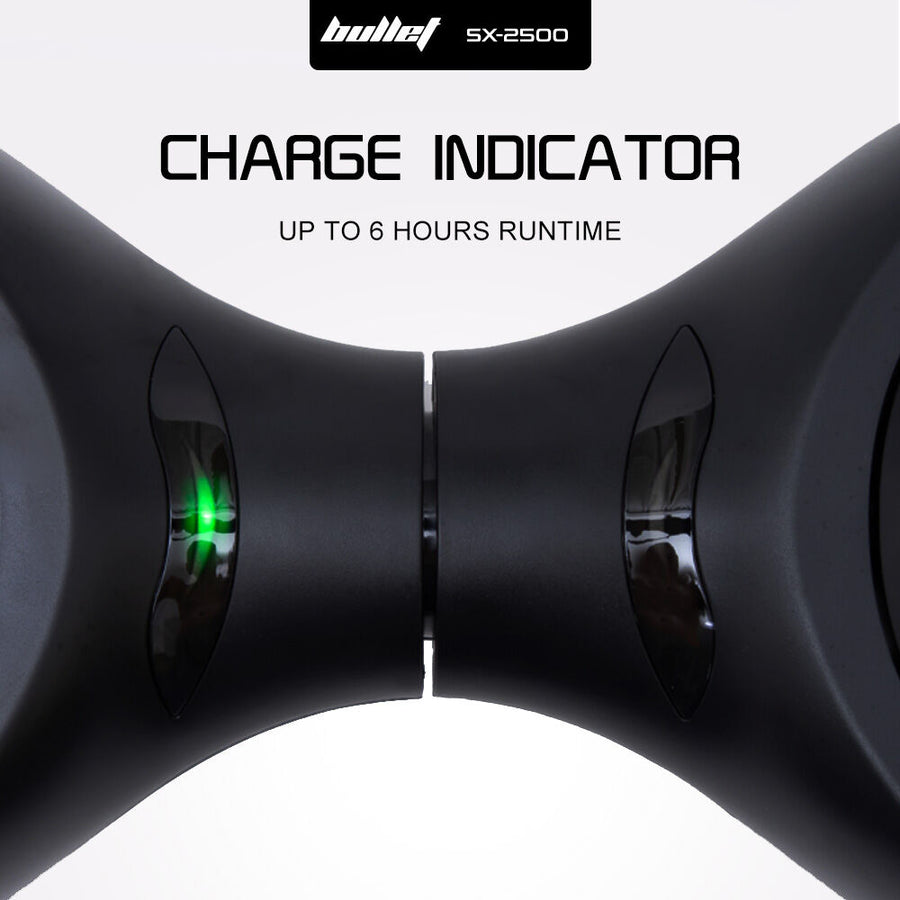 BULLET SX-2500 Hoverboard Scooter, 500W Brushless, UL Certified, AU Compliant, 6.5-inch Off-Road Style Tyres, Superior Self Balancing System, LED Lights, Black