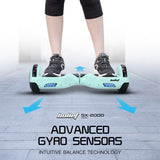 BULLET SX-2000 Hoverboard Scooter, 500W Brushless, Superior Self Balancing System, UL Certified, LED Lights, Mint Green - Top-Down View
