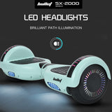BULLET SX-2000 Hoverboard Scooter, 500W Brushless, Superior Self Balancing System, UL Certified, LED Lights, Mint Green - 45-Degree Angle