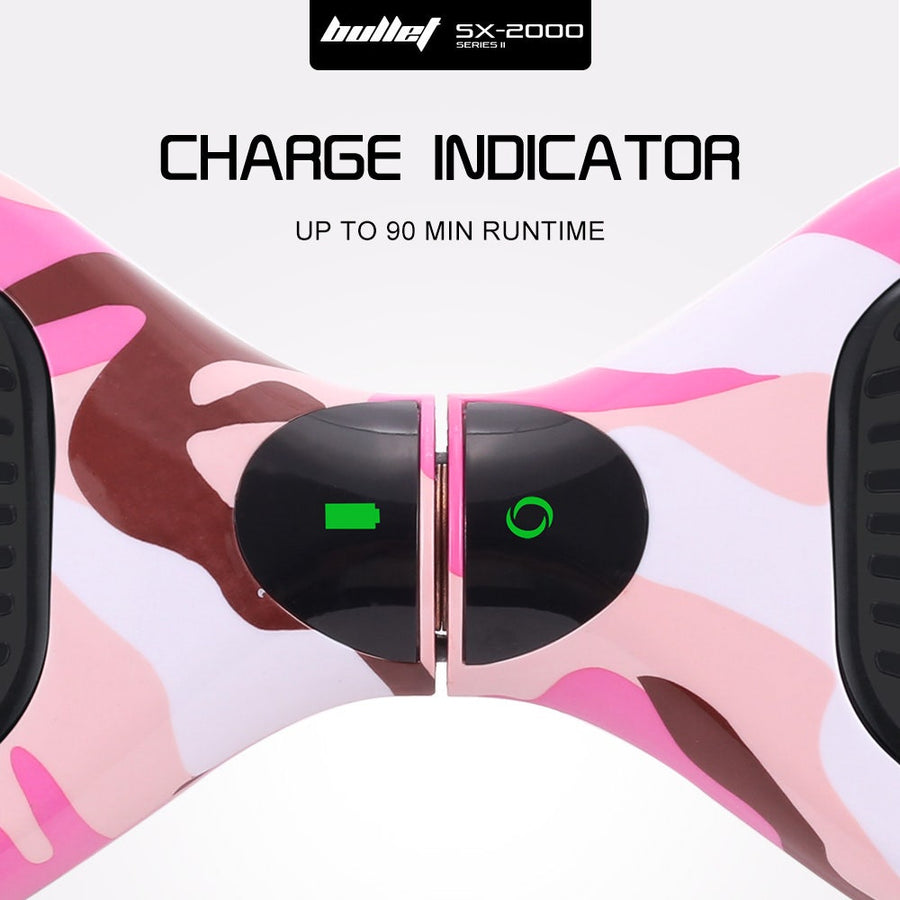 BULLET SX-2000 Hoverboard Scooter, 500W Brushless, UL Certified, AU Compliant, Superior Self Balancing System, LED Lights, Pink Camo