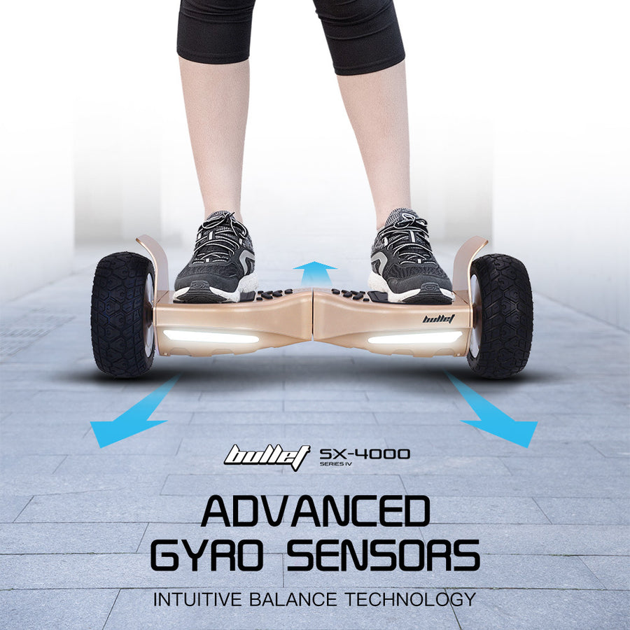 BULLET SX-4000 Hoverboard Scooter, 700W Brushless, UL Certified, AU Compliant, 8.5" Wheels, Superior Self Balancing System, LED Lights, Carry Bag, Bronze