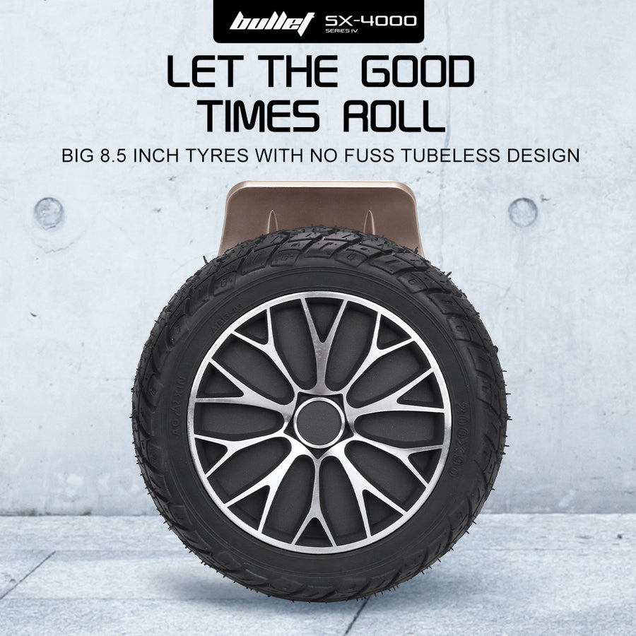 BULLET SX-4000 Hoverboard Scooter, 700W Brushless, UL Certified, AU Compliant, 8.5" Wheels, Superior Self Balancing System, LED Lights, Carry Bag, Bronze