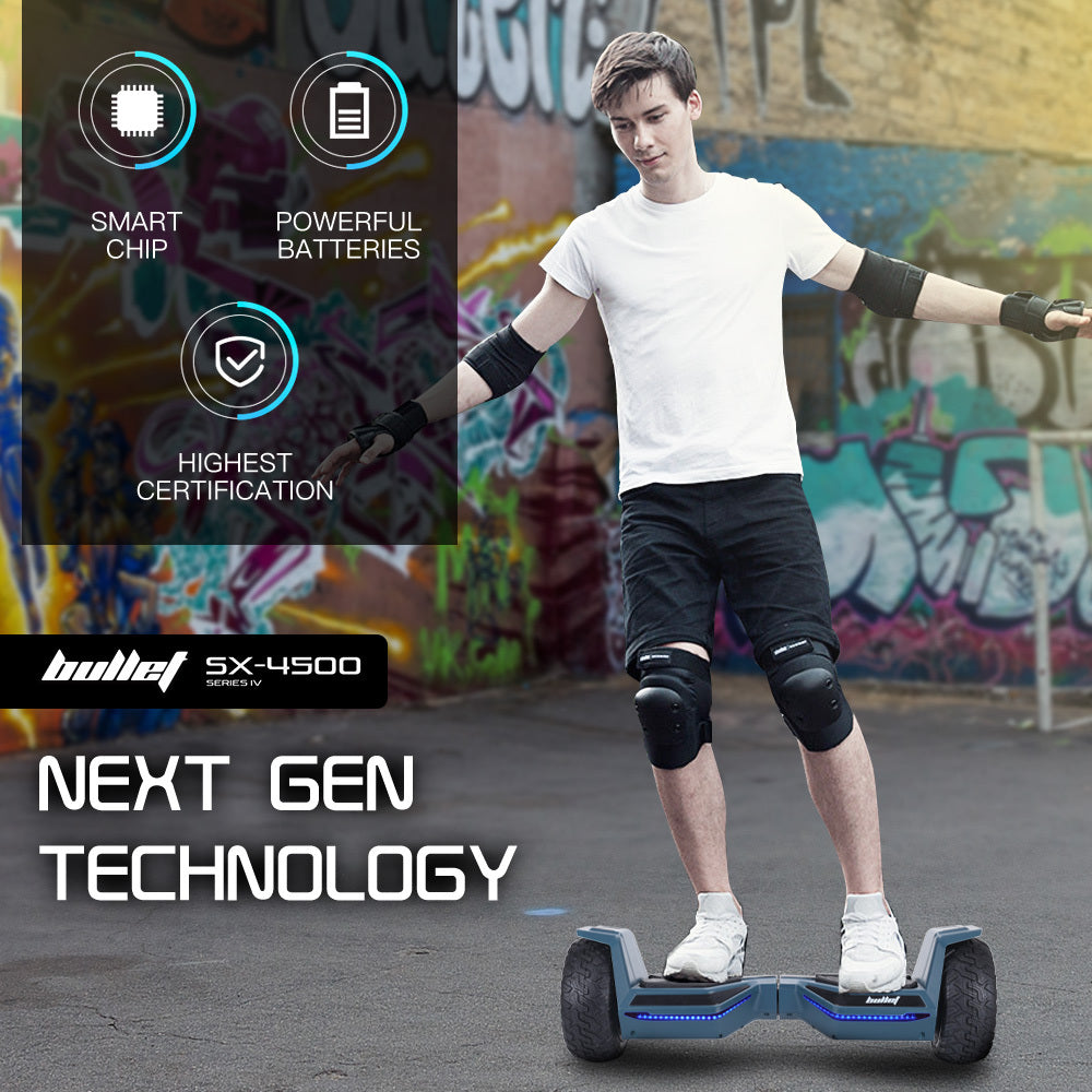 Bullet SX-4500 Hoverboard Scooter, 8.5 Wheels, 700W Brushless, Superior Self Balancing System, UL Certified, LED Lights, Carry Bag, Navy Blue