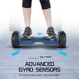 Bullet SX-4500 Hoverboard Scooter, 8.5 Wheels, 700W Brushless, Superior Self Balancing System, UL Certified, LED Lights, Carry Bag, Navy Blue - Top-Down View