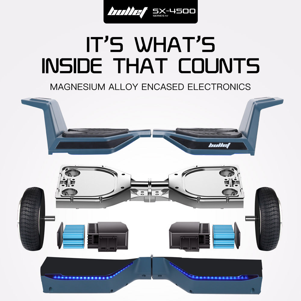 Bullet SX-4500 Hoverboard Scooter, 8.5 Wheels, 700W Brushless, Superior Self Balancing System, UL Certified, LED Lights, Carry Bag, Navy Blue