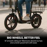 ALPHA Rover Electric Scooter with Seat, 500W 48V 25km/h 30km Range, 14-inch Tyres, Motorised Commuter eScooter for Adults, Black - 45-Degree Angle