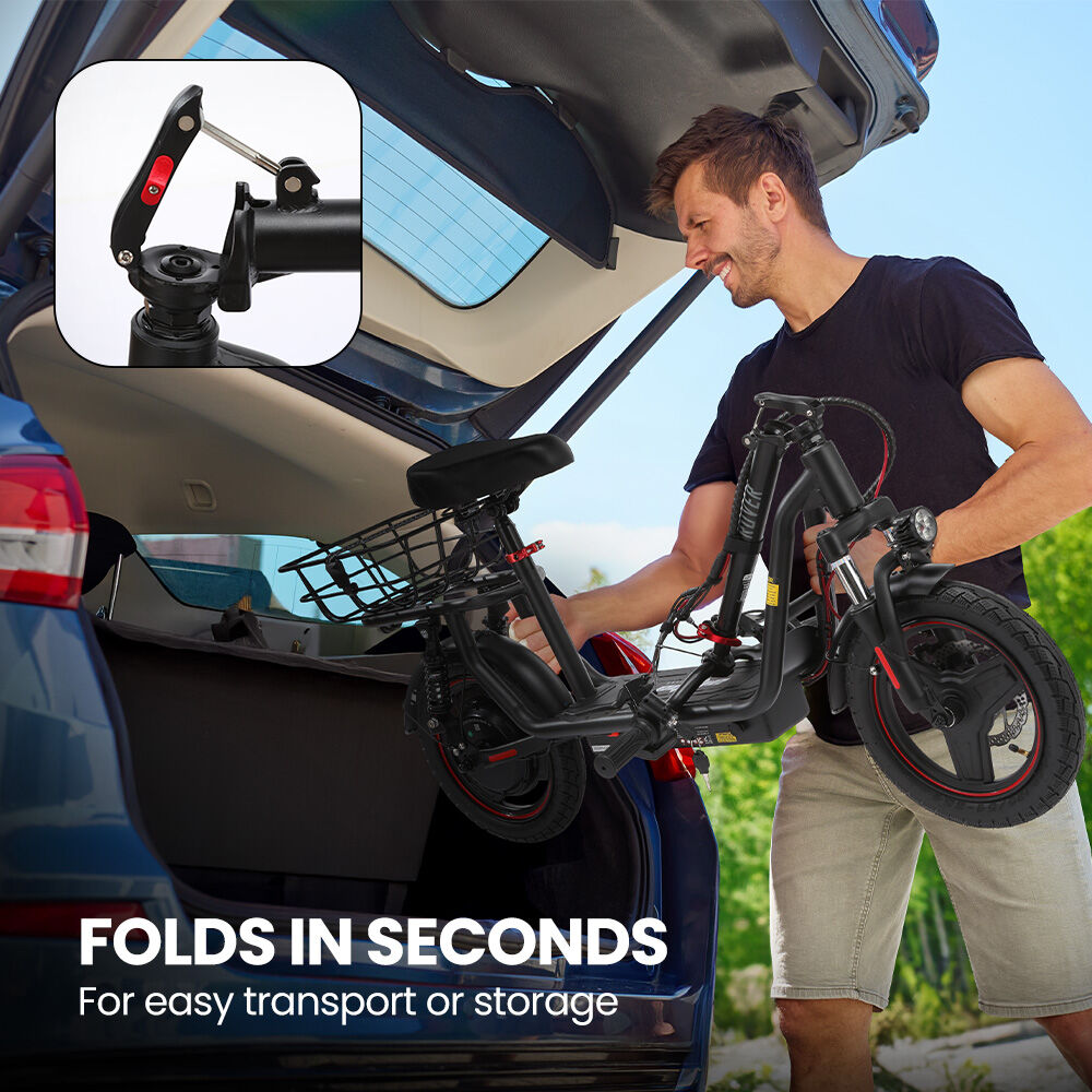 ALPHA Rover Electric Scooter with Seat, 500W 48V 25km/h 30km Range, 14-inch Tyres, Motorised Commute
