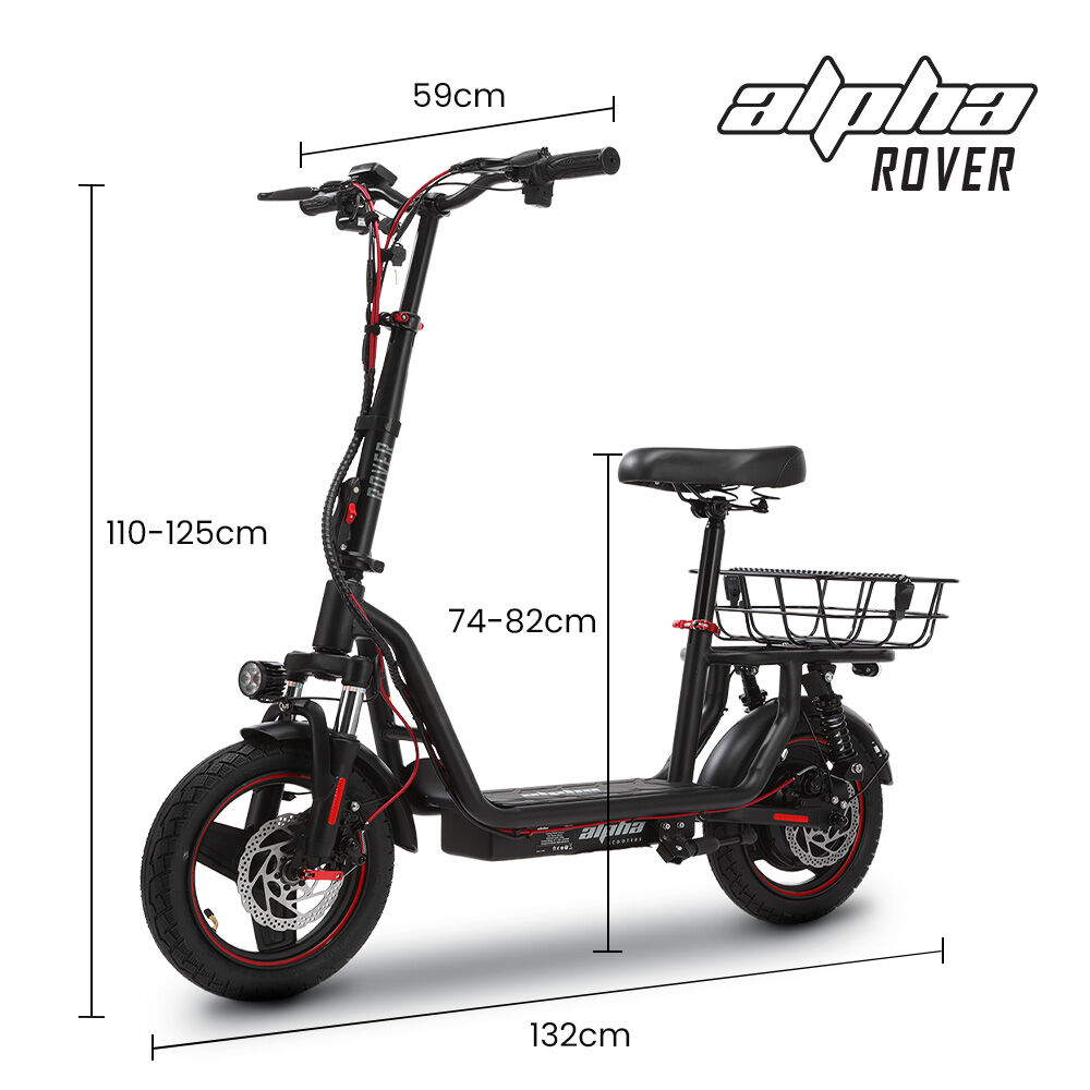 ALPHA Rover Electric Scooter with Seat, 500W 48V 25km/h 30km Range, 14-inch Tyres, Motorised Commute