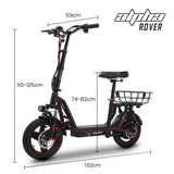 ALPHA Rover Electric Scooter with Seat, 500W 48V 25km/h 30km Range, 14-inch Tyres, Motorised Commute