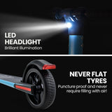 ALPHA Peak Electric Scooter 300W Power Up to 25km/h Adult Teens E-Scooter Easy Fold, Blue - Top-Down View