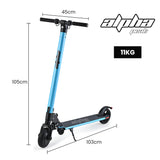 ALPHA Peak Electric Scooter 300W Power Up to 25km/h Adult Teens E-Scooter Easy Fold, Blue - Rear View
