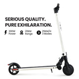 ALPHA Peak Electric Scooter 300W Power Up to 25km/h Adult Teens E-Scooter Easy Fold, White - Front View