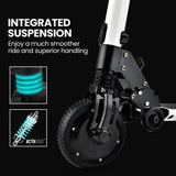 ALPHA Peak Electric Scooter 300W Power Up to 25km/h Adult Teens E-Scooter Easy Fold, White - 45-Degree Angle