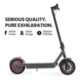 ALPHA Urban 10 Electric Scooter, 35km/h, Suspension, 35km Range, 10-Inch Wheels, Brushless Motor, Free APP, Motorised Commuter eScooter for Adults, Grey - Side View