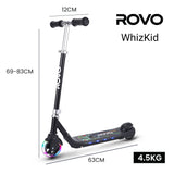 ROVO KIDS WhizKid Electric Scooter, Ages 5-11, Adjustable Height, Lithium Battery, Brushless Motor, Black - Front View