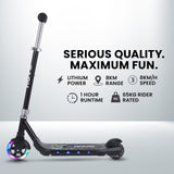 ROVO KIDS WhizKid Electric Scooter, Ages 5-11, Adjustable Height, Lithium Battery, Brushless Motor, Black - Side View