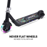 ROVO KIDS WhizKid Electric Scooter, Ages 5-11, Adjustable Height, Lithium Battery, Brushless Motor, Black - Close-Up Angle