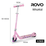 ROVO KIDS WhizKid Electric Scooter, Ages 5-11, Adjustable Height, Lithium Battery, Brushless Motor, Pink - Front View