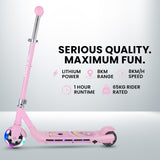 ROVO KIDS WhizKid Electric Scooter, Ages 5-11, Adjustable Height, Lithium Battery, Brushless Motor, Pink - Side View