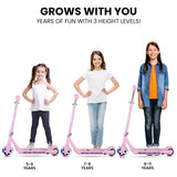 ROVO KIDS WhizKid Electric Scooter, Ages 5-11, Adjustable Height, Lithium Battery, Brushless Motor, Pink - Top-Down View