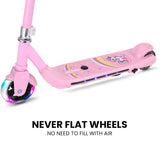 ROVO KIDS WhizKid Electric Scooter, Ages 5-11, Adjustable Height, Lithium Battery, Brushless Motor, Pink - Close-Up Angle