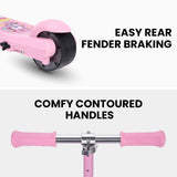 ROVO KIDS WhizKid Electric Scooter, Ages 5-11, Adjustable Height, Lithium Battery, Brushless Motor, Pink - Low Angle