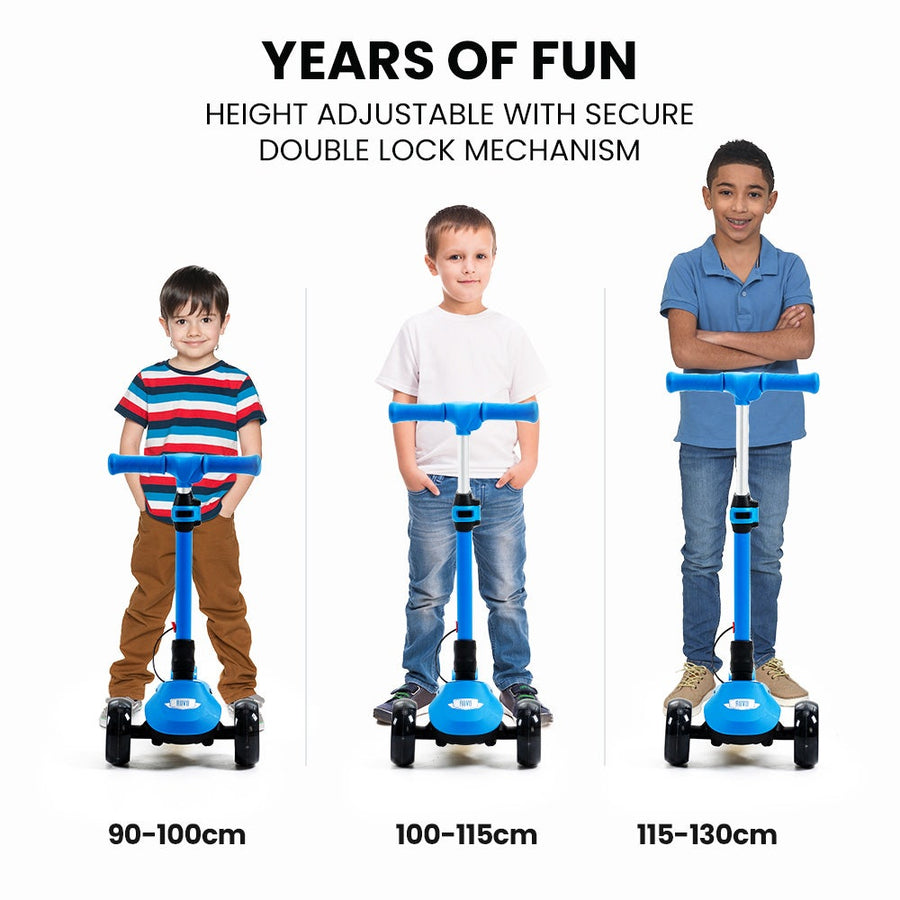 ROVO KIDS 3-Wheel Electric Scooter , Ages 3-8, Adjustable Height, AU Compliant, Lithium Battery, Blue