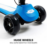 ROVO KIDS 3-Wheel Electric Scooter, Ages 3-8, Adjustable Height, Folding, Lithium Battery, Blue - 45-Degree Angle
