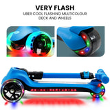 ROVO KIDS 3-Wheel Electric Scooter, Ages 3-8, Adjustable Height, Folding, Lithium Battery, Blue - Rear View