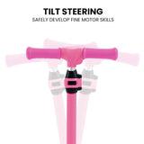 ROVO KIDS 3-Wheel Electric Scooter, Ages 3-8, Adjustable Height, Folding, Lithium Battery, Pink - Side View