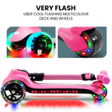 ROVO KIDS 3-Wheel Electric Scooter, Ages 3-8, Adjustable Height, Folding, Lithium Battery, Pink - Low Angle