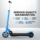 ROVO KIDS Electric Scooter Lithium Ride-On Foldable E-Scooter 125W Rechargeable, Blue - Front View
