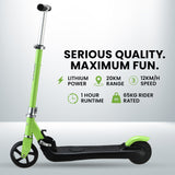 ROVO KIDS Electric Scooter Lithium Ride-On Foldable E-Scooter 125W Rechargeable, Green - Front View
