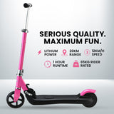 ROVO KIDS Electric Scooter Lithium Ride-On Foldable E-Scooter 125W Rechargeable, Pink - Front View