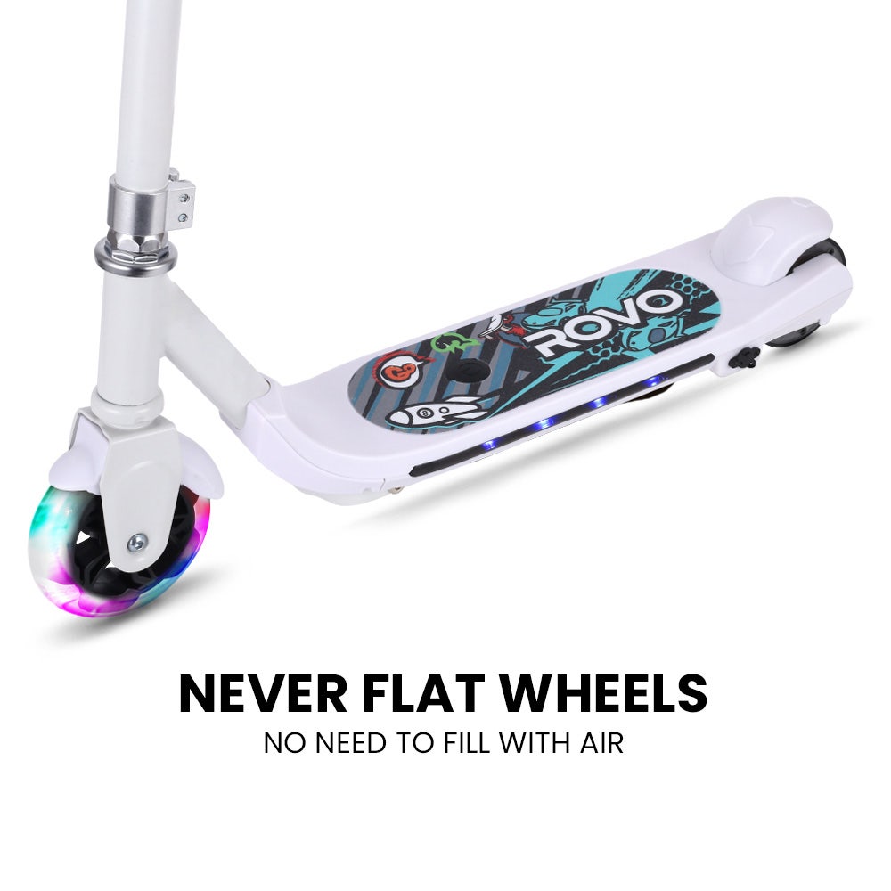 ROVO KIDS WhizKid Electric Scooter, Ages 5-11, Adjustable Height, AU Compliant, Lithium Battery, Brushless Motor, White