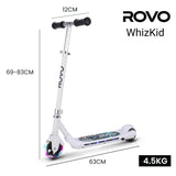 ROVO KIDS WhizKid Electric Scooter, Ages 5-11, Adjustable Height, Lithium Battery, Brushless Motor, White - Front View