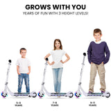 ROVO KIDS WhizKid Electric Scooter, Ages 5-11, Adjustable Height, Lithium Battery, Brushless Motor, White - Top-Down View
