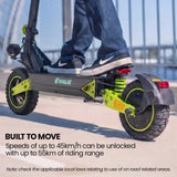 VALK Ego 8 Electric Scooter, 45km/h Max, AU Compliant, 48V 13Ah, Up to 55km Range, eScooter for Adults, Foldable, Off Road, Black/Green - Front View