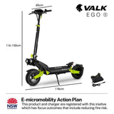 VALK Ego 8 Electric Scooter, 45km/h Max, AU Compliant, 48V 13Ah, Up to 55km Range, eScooter for Adults, Foldable, Off Road, Black/Green - Extra Image