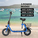 VALK Electric Scooter with Seat, Disc brakes, 12 Tyres, Motorised eScooter for Adults Teens Commuter, Blue - Top-Down View