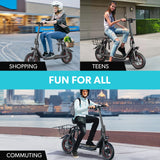 VALK Electric Scooter with Seat, Disc brakes, 12 Tyres, Motorised eScooter for Adults Teens Commuter - Rear View