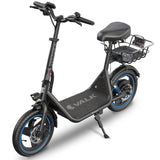 VALK Electric Scooter with Seat, 30km Range, Disc brakes, 14 Tyres, Motorised eScooter for Adults Teens Commuter