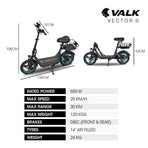 VALK Electric Scooter with Seat, 30km Range, AU Compliant, Disc brakes, 14" Tyres, for Adults, Teens, Commuter