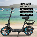 VALK Electric Scooter with Seat, 30km Range, Disc brakes, 14 Tyres, Motorised eScooter for Adults Teens Commuter - Top-Down View