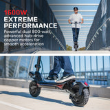 VALK Primal 9 Dual Motor 1600W Extreme Hill Climbing e-Scooter Electric, Black - Side View